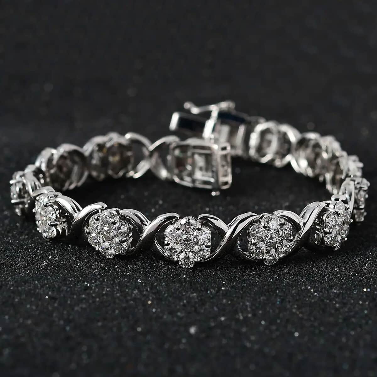 Moissanite XOXO Bracelet in Platinum Over Sterling Silver (6.50 In) 9.50 ctw image number 1