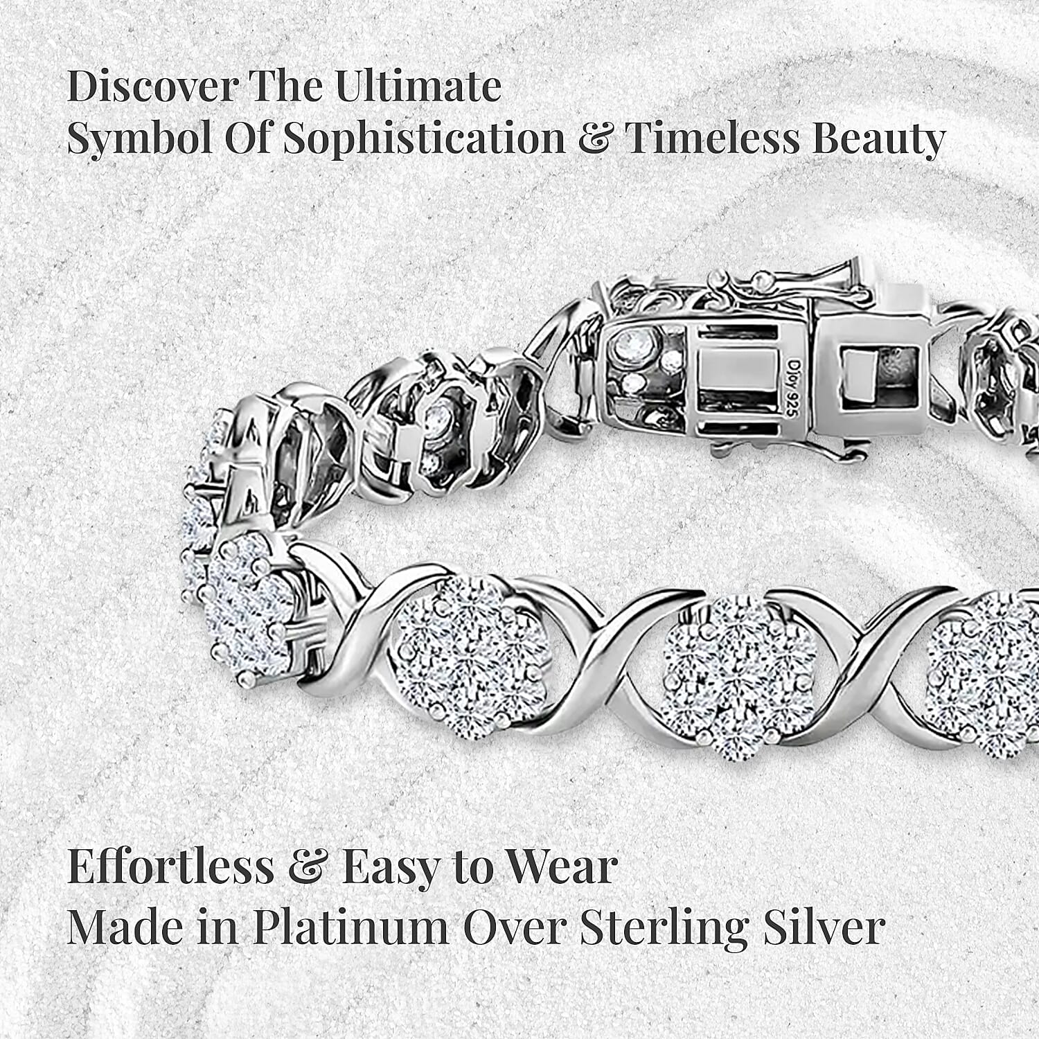 Moissanite 9.50 ctw XOXO Bracelet in Platinum Over Sterling Silver (6.50 In)