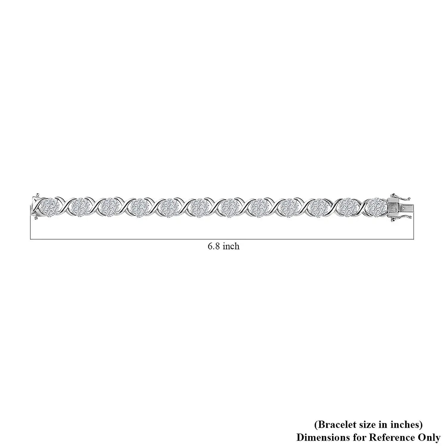 Moissanite 9.50 ctw XOXO Bracelet in Platinum Over Sterling Silver (6.50 In)