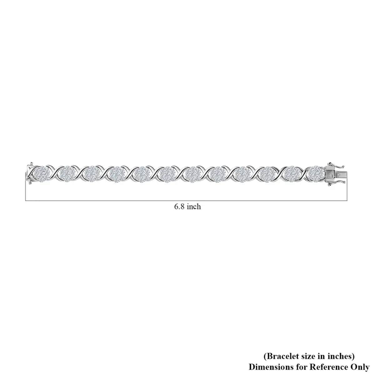 Moissanite XOXO Bracelet in Platinum Over Sterling Silver (6.50 In) 9.50 ctw image number 6