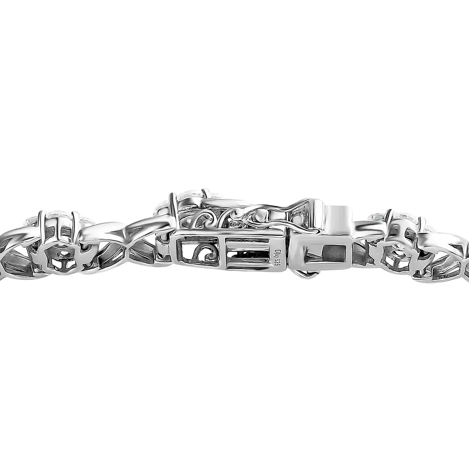 Moissanite 9.50 ctw XOXO Bracelet in Platinum Over Sterling Silver (6.50 In)