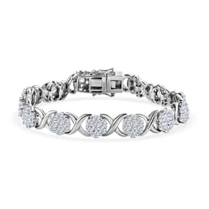 Moissanite XOXO Bracelet in Platinum Over Sterling Silver (7.25 In) 10.40 ctw