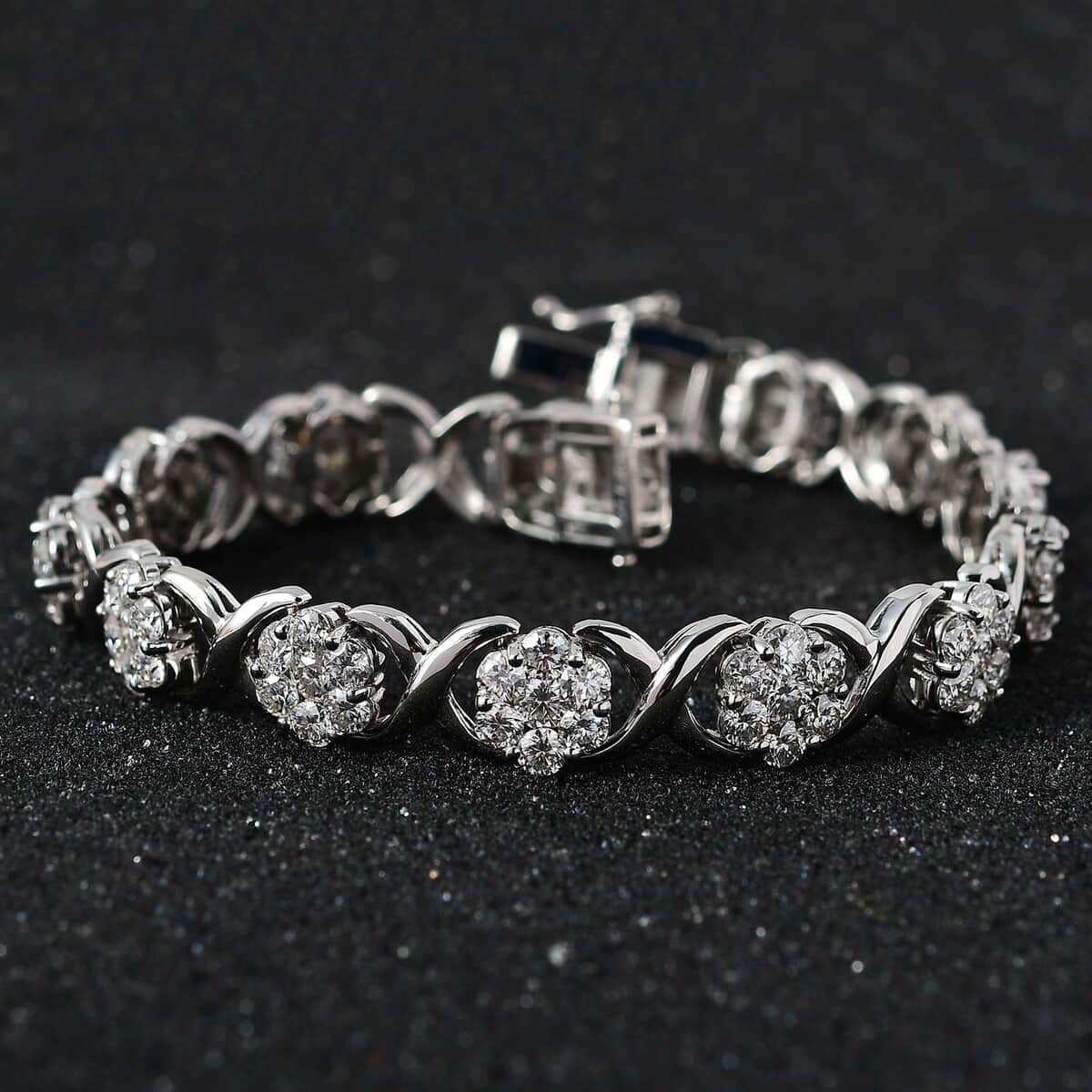 Moissanite XOXO Bracelet in Platinum Over Sterling Silver (7.25 In) 10.40 ctw image number 1