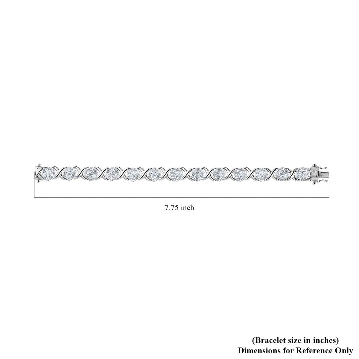 Moissanite XOXO Bracelet in Platinum Over Sterling Silver (7.25 In) 10.40 ctw image number 4