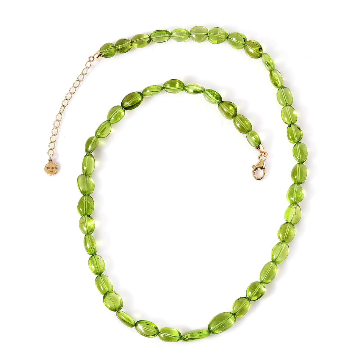 Certified & Appraised Luxoro 14K Yellow Gold AAA Peridot Beaded Graduation Necklace 18 Inches with 2 Inch Extender 130.00 ctw image number 0