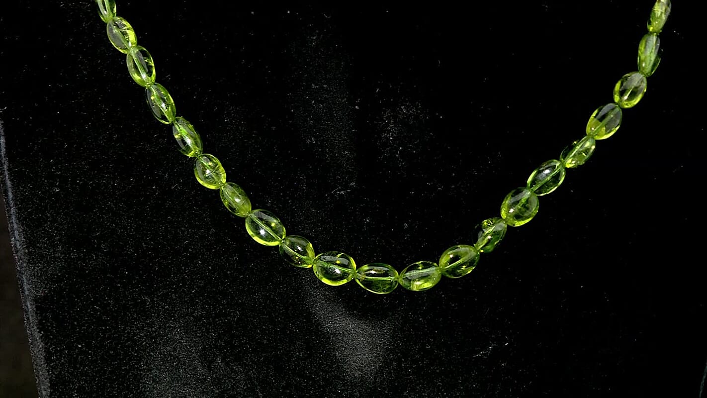 Certified & Appraised Luxoro 14K Yellow Gold AAA Peridot Beaded Graduated Necklace 18 Inches with 2 Inch Extender 130.00 ctw