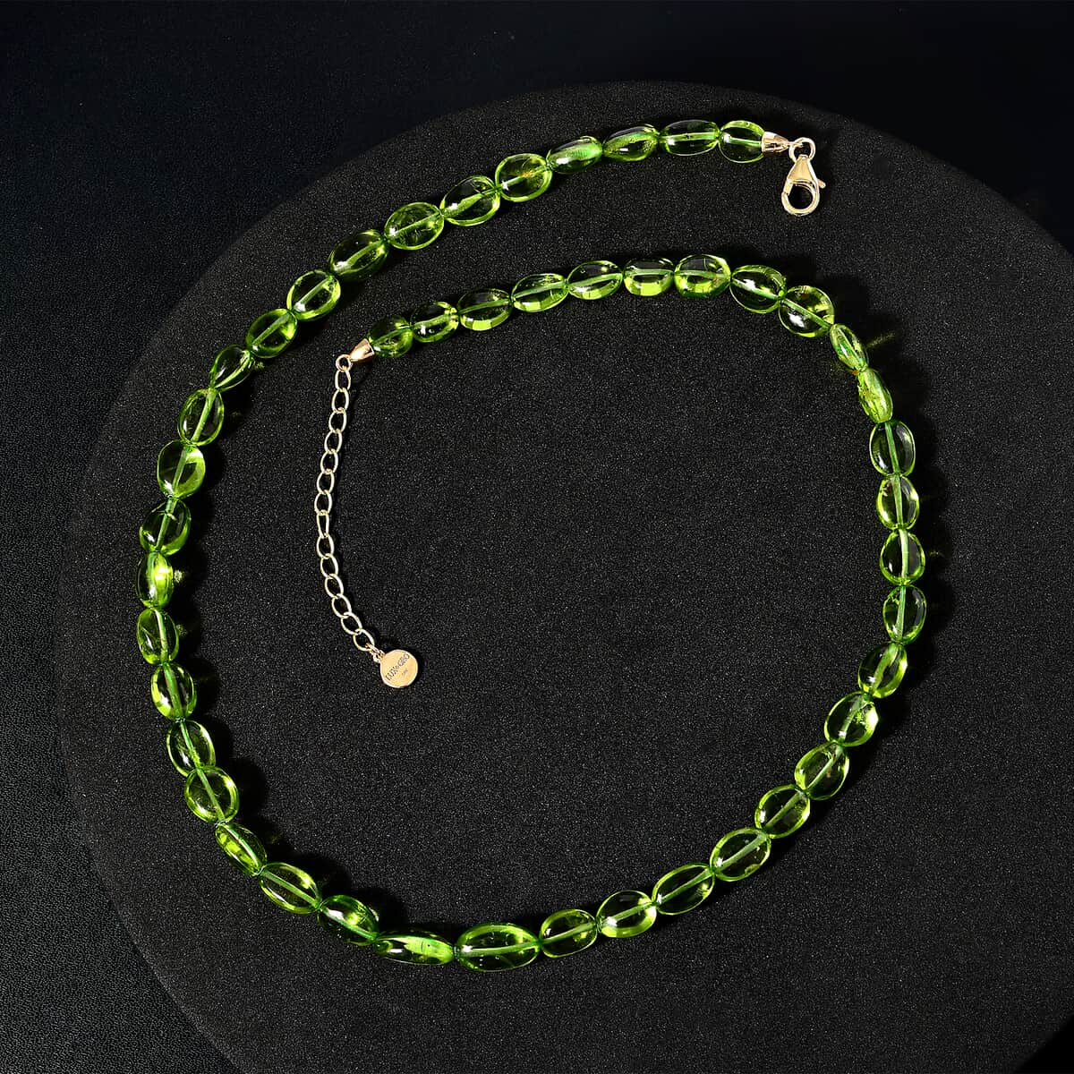 Certified & Appraised Luxoro 14K Yellow Gold AAA Peridot Beaded Graduation Necklace 18 Inches with 2 Inch Extender 130.00 ctw image number 3