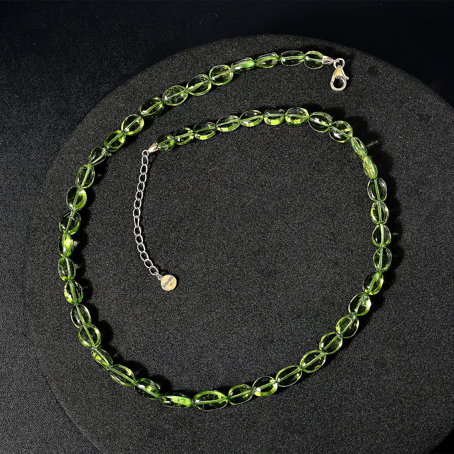 Certified & Appraised Luxoro 14K Yellow Gold AAA Peridot Beaded Graduated Necklace 18 Inches with 2 Inch Extender 130.00 ctw