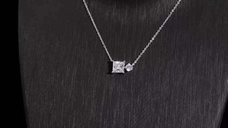 Lustro Stella Finest CZ Necklace (16-18 Inches) in Rhodium Over Sterling Silver 3.50 ctw