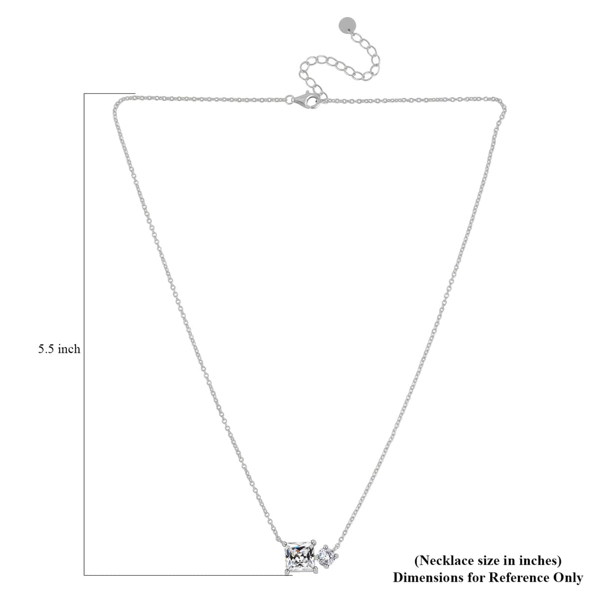 Lustro Stella Finest CZ Mixed Shapes Toi Et Moi Necklace 16-18 Inches in Rhodium Over Sterling Silver 3.50 ctw image number 5