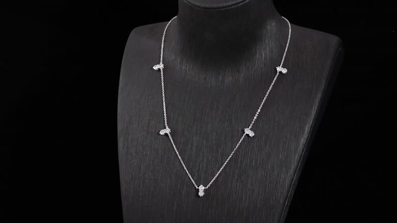 Lustro Stella Finest CZ Necklace (16-18 Inches) in Rhodium Over Sterling Silver 0.75 ctw