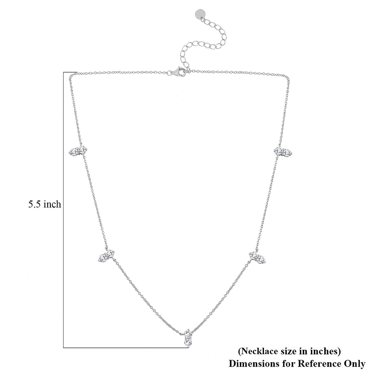 Lustro Stella Finest CZ Necklace (16-18 Inches) in Rhodium Over Sterling Silver 0.75 ctw image number 3