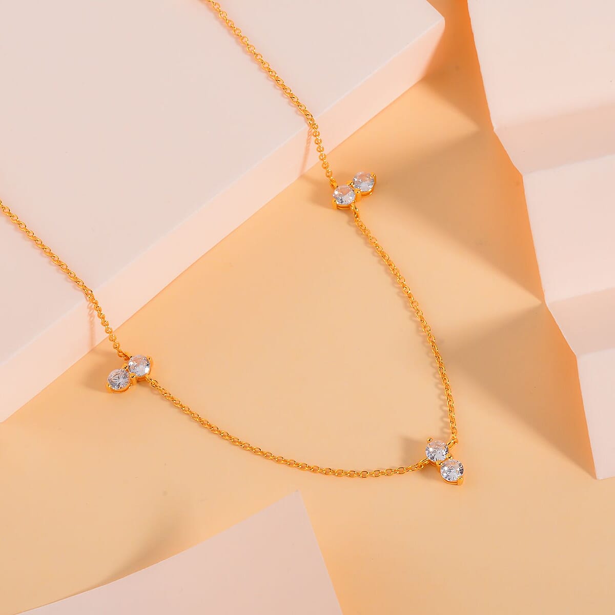 Lustro Stella Finest CZ Necklace 16-18 Inches in 14K Yellow Gold Over Sterling Silver 0.75 ctw image number 1