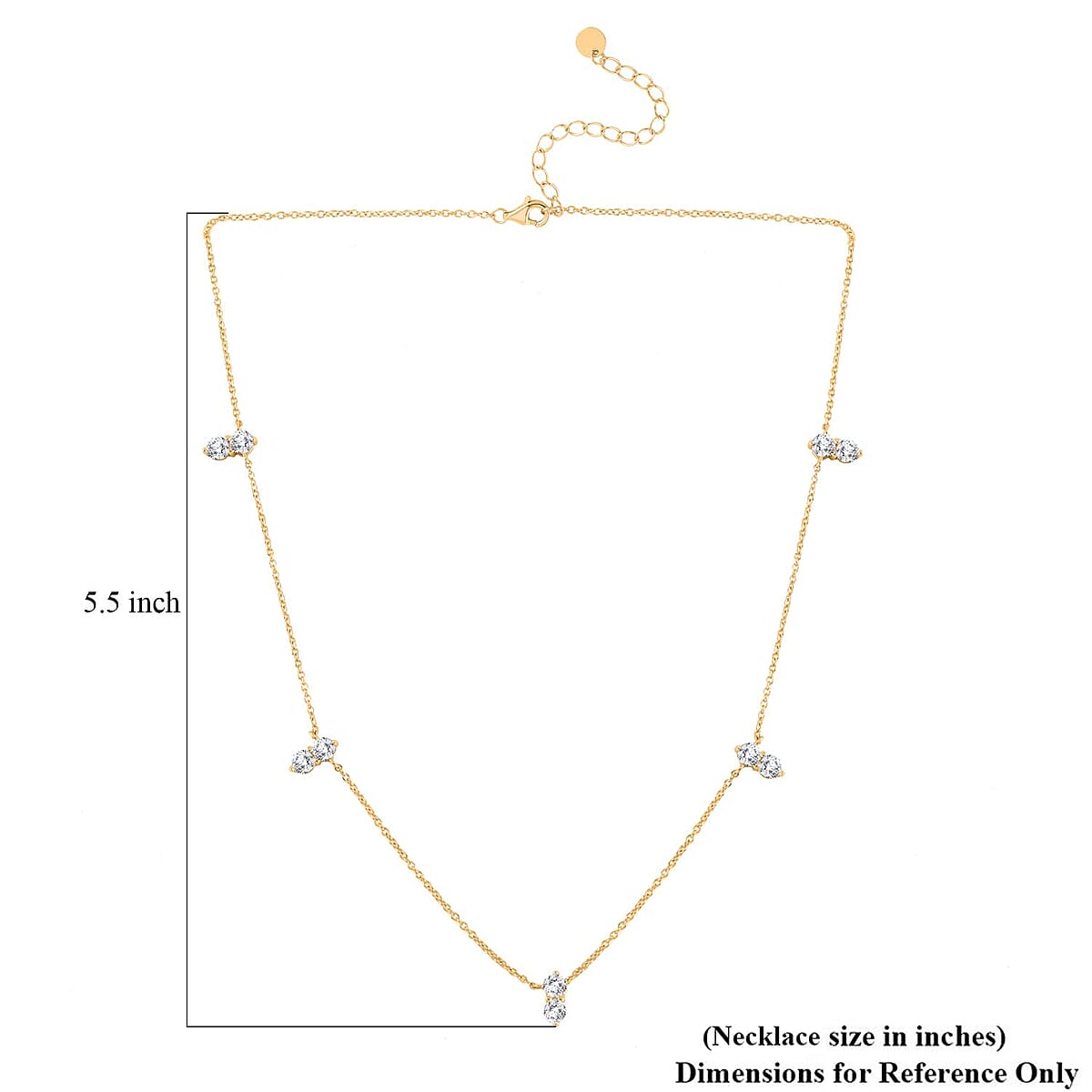 Lustro Stella Finest CZ Necklace 16-18 Inches in 14K Yellow Gold Over Sterling Silver 0.75 ctw image number 3