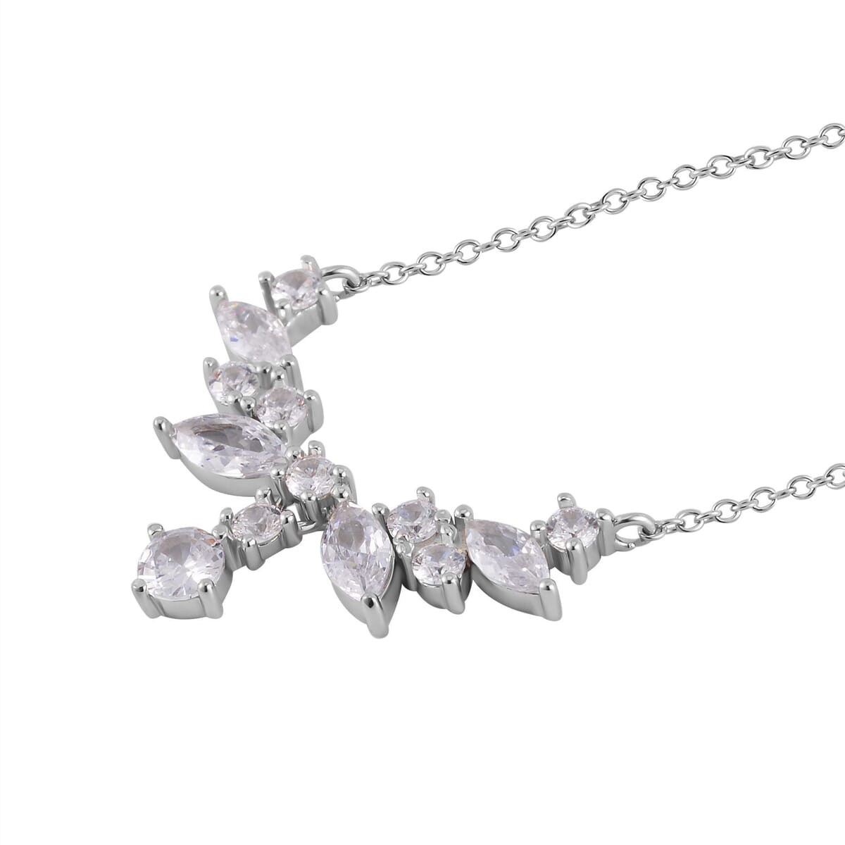 Lustro Stella Finest CZ Necklace 16-18 Inches in Rhodium Over Sterling Silver 0.90 ctw image number 2