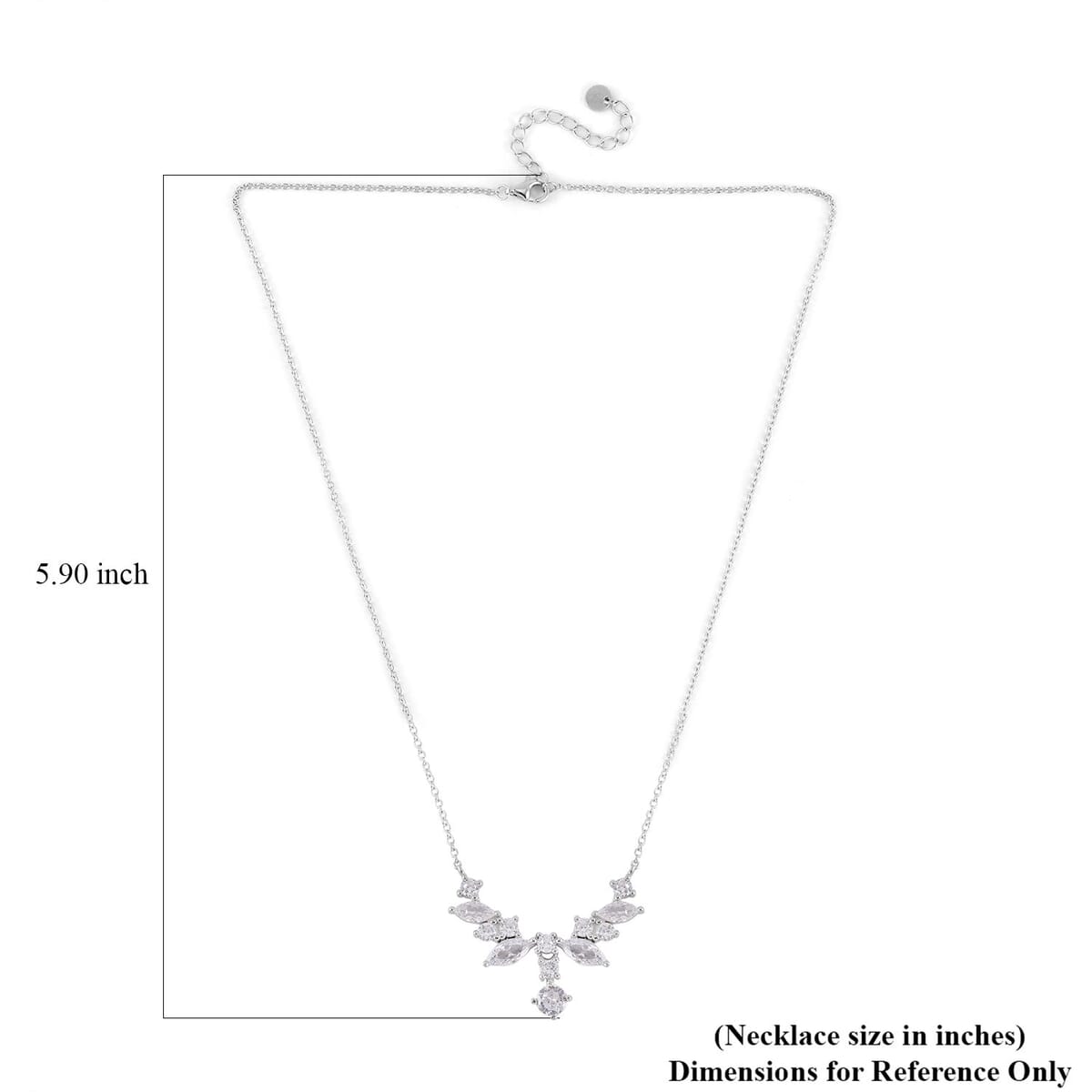 Lustro Stella Finest CZ Necklace 16-18 Inches in Rhodium Over Sterling Silver 0.90 ctw image number 4