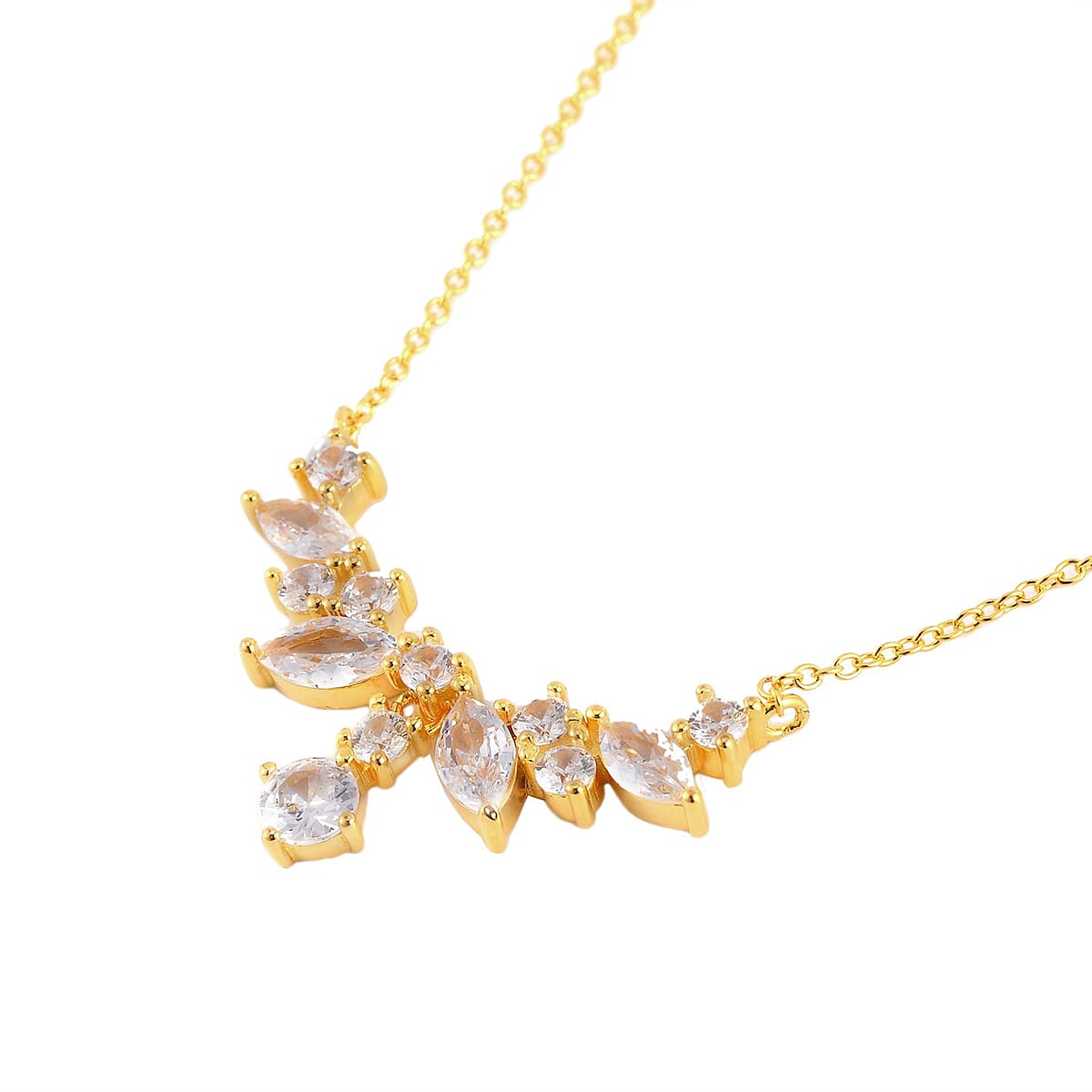 Lustro Stella Finest CZ Necklace 16-18 Inches in 14K Yellow Gold Over Sterling Silver 0.90 ctw image number 2