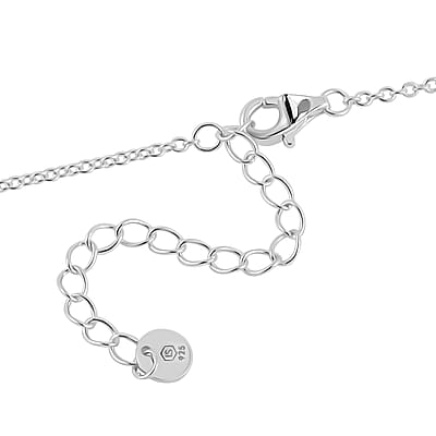 Lustro Stella Finest CZ Horn Necklace in Rhodium Over Sterling Silver 18-20 Inches