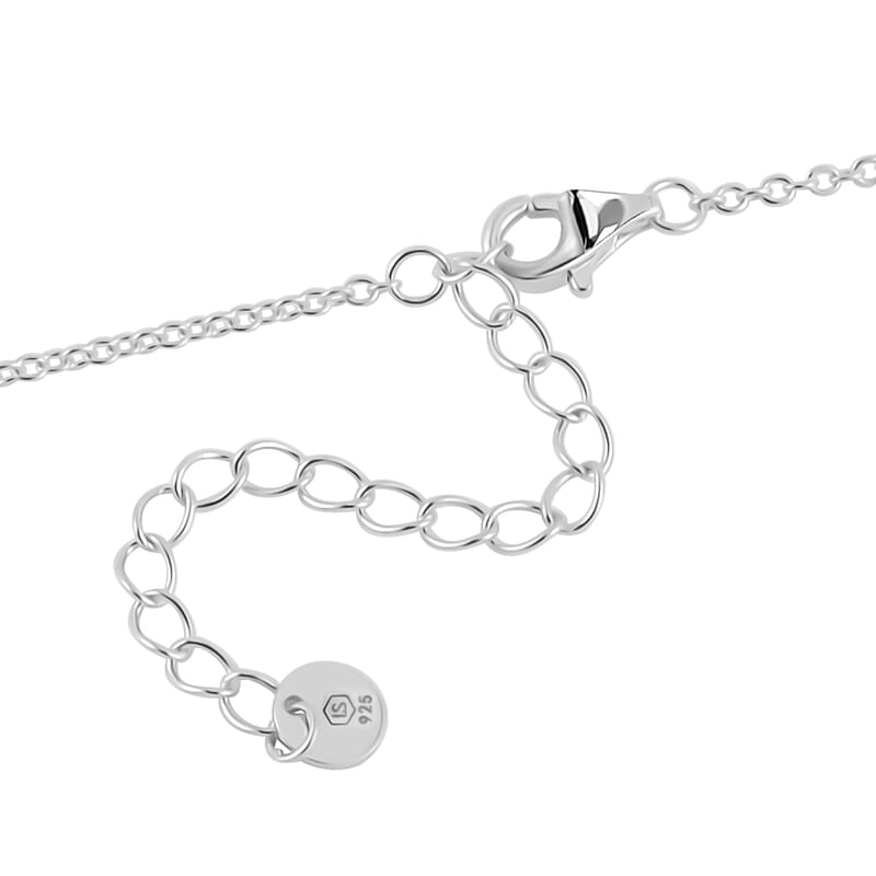 Lustro Stella Finest CZ Horn Necklace in Rhodium Over Sterling Silver 18-20 Inches