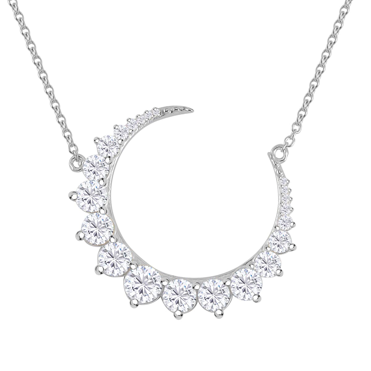 Lustro Stella Finest CZ Necklace (18-20 Inches) in Rhodium Over Sterling Silver 4.40 ctw image number 0