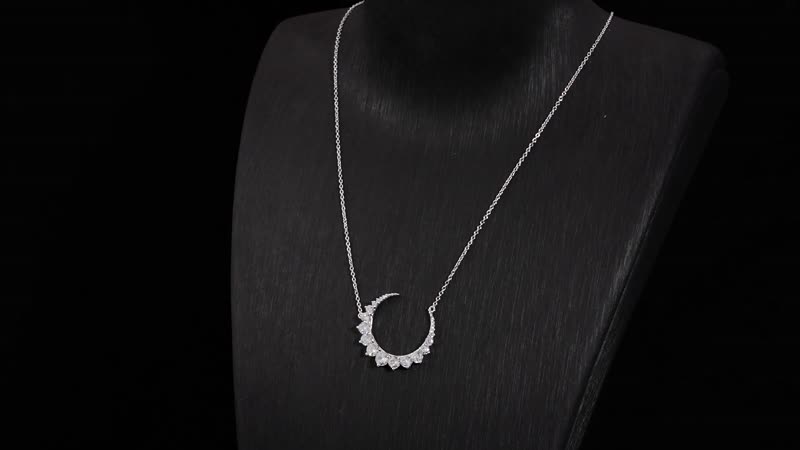 Lustro Stella Finest CZ Necklace (18-20 Inches) in Rhodium Over Sterling Silver 4.40 ctw