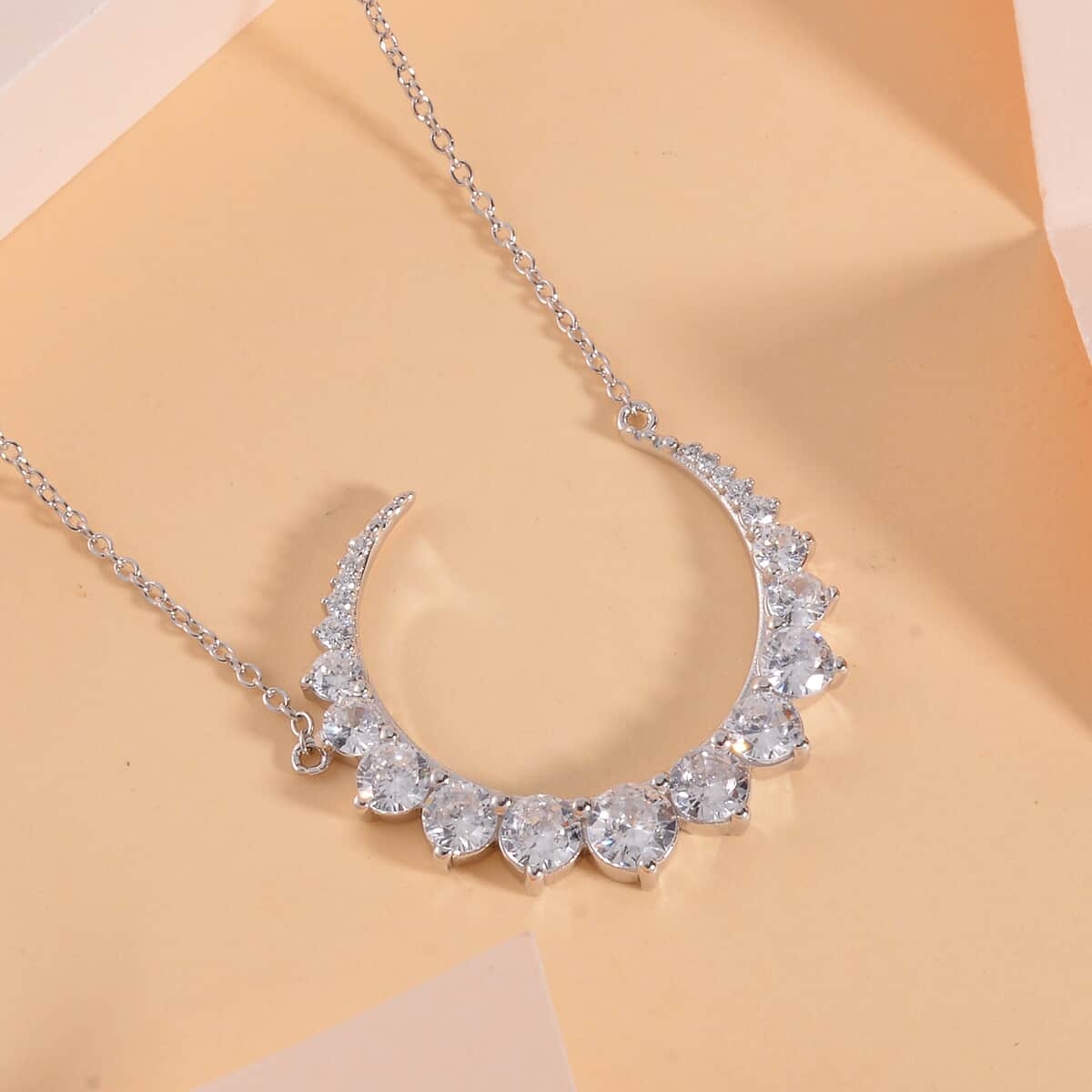 Lustro Stella Finest CZ Necklace in Rhodium Over Sterling Silver 18-20 Inches image number 1