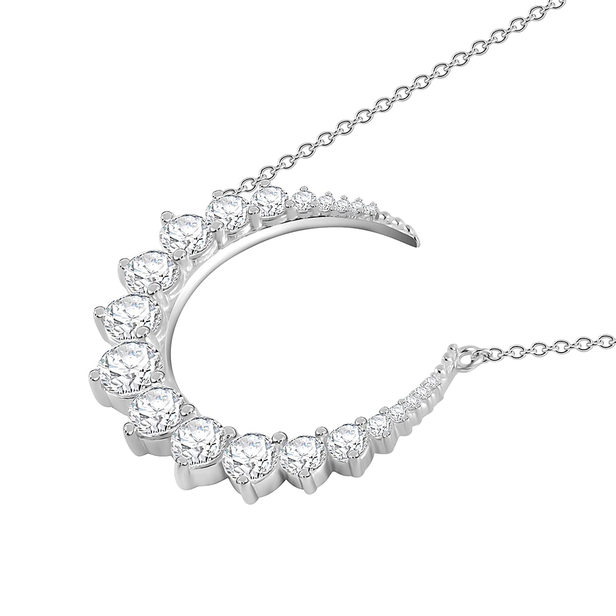 Lustro Stella Finest CZ Necklace in Rhodium Over Sterling Silver 18-20 Inches