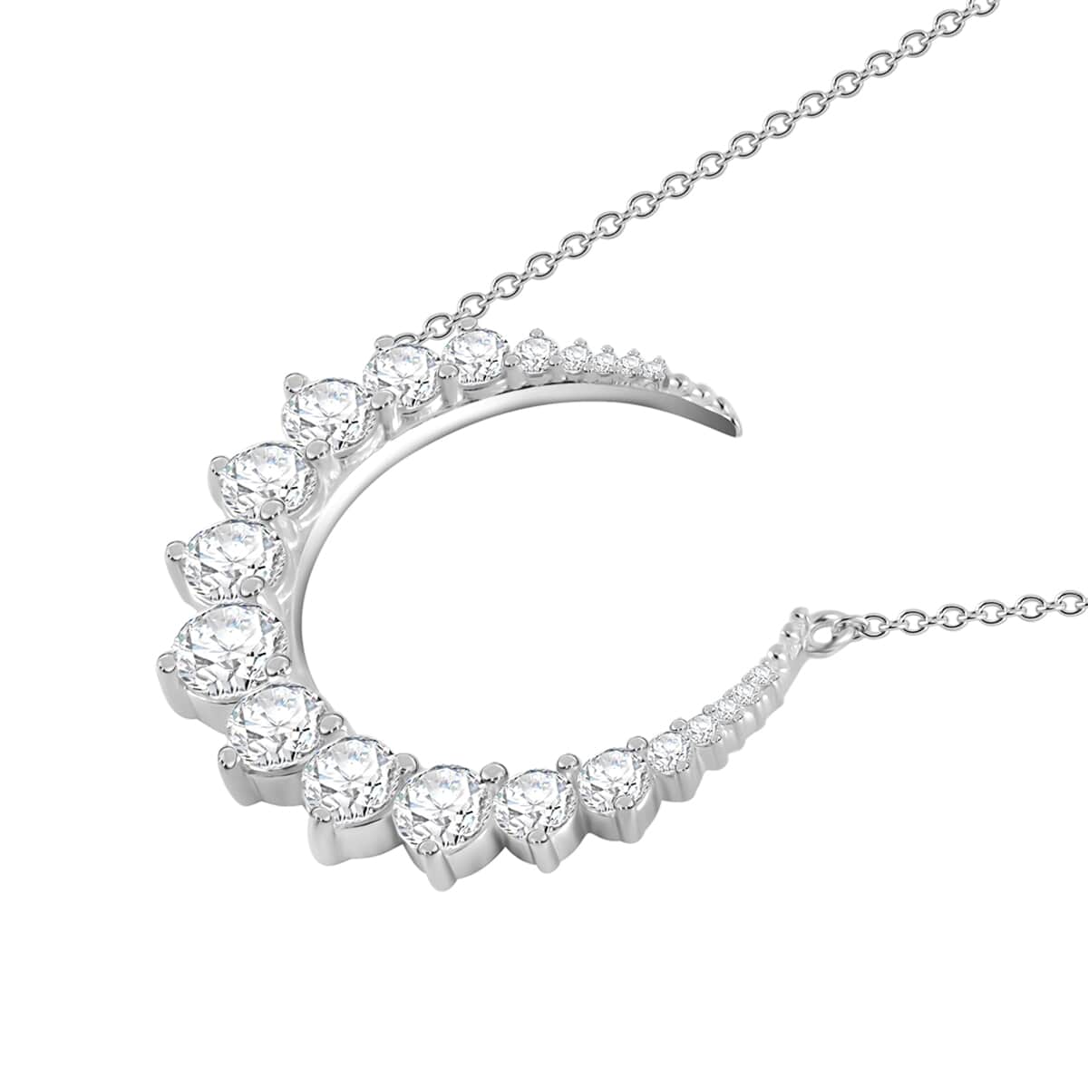 Lustro Stella Finest CZ Necklace (18-20 Inches) in Rhodium Over Sterling Silver 4.40 ctw image number 4