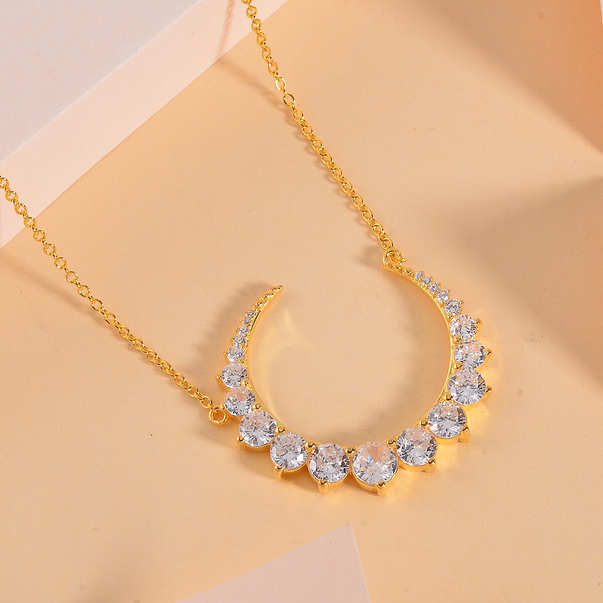 Lustro Stella Finest CZ Necklace in 14K Yellow Gold Over Sterling Silver 18-20 Inches image number 1