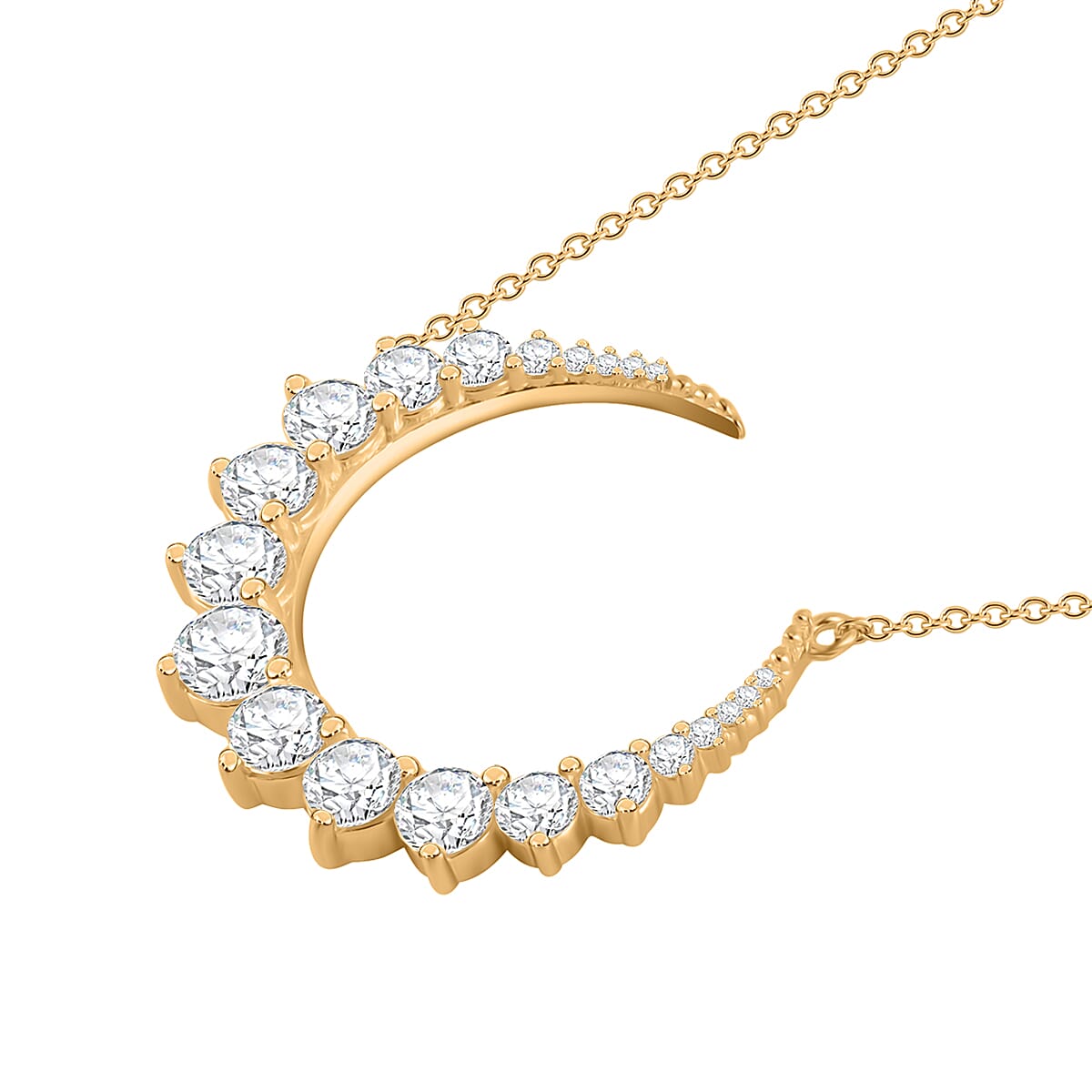 Lustro Stella Finest CZ Necklace in 14K Yellow Gold Over Sterling Silver 18-20 Inches image number 4