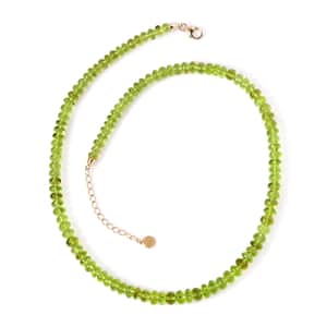 Certified & Appraised Luxoro 14K Yellow Gold AAA Peridot Beaded Graduation Necklace 18-20 Inches 140.00 ctw