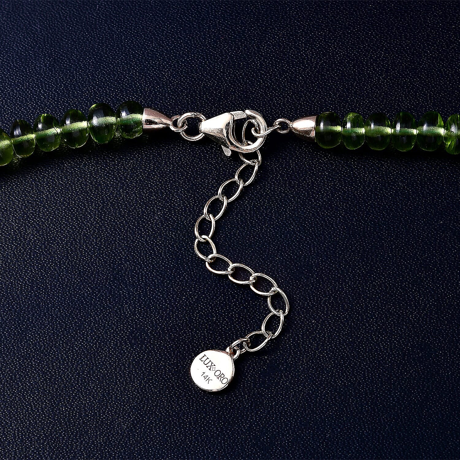 Certified & Appraised Luxoro 14K Yellow Gold AAA Hebei Peridot Beaded Graduated Necklace 18-20 Inches 140.00 ctw