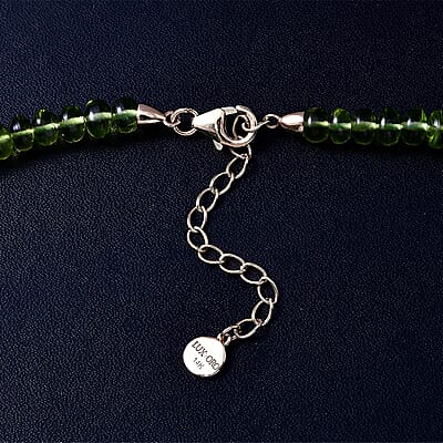 Certified & Appraised Luxoro 14K Yellow Gold AAA Hebei Peridot Beaded Graduated Necklace 18-20 Inches 140.00 ctw