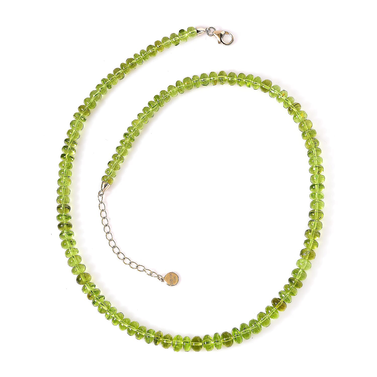 Certified & Appraised Luxoro 14K Yellow Gold AAA Hebei Peridot Beaded Graduated Necklace 18-20 Inches 140.00 ctw