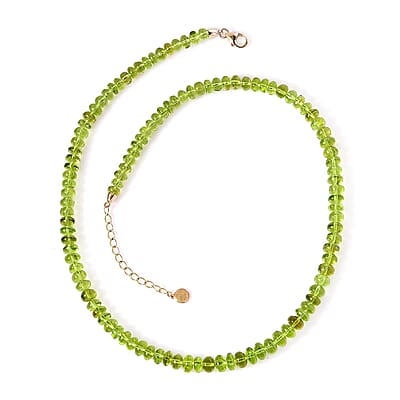 Certified & Appraised Luxoro 14K Yellow Gold AAA Hebei Peridot Beaded Graduated Necklace 18-20 Inches 140.00 ctw