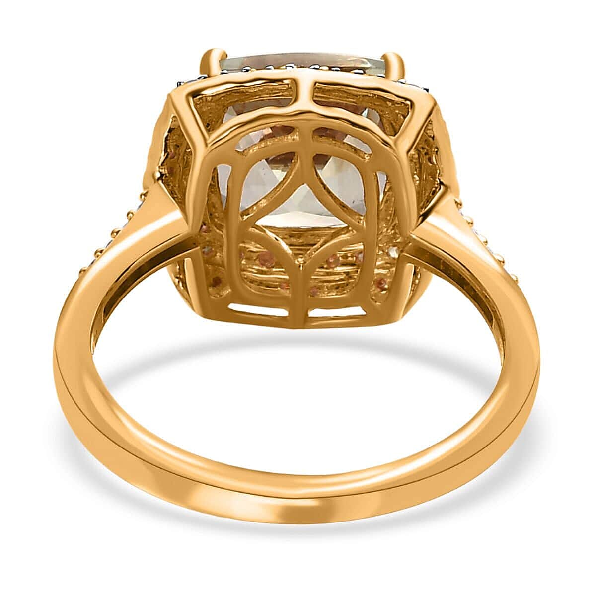 Iliana 18K Yellow Gold AAA Turkizite and SI Natural Yellow and White Diamond Double Halo Ring (Size 5.5) 4 Grams 4.60 ctw image number 4