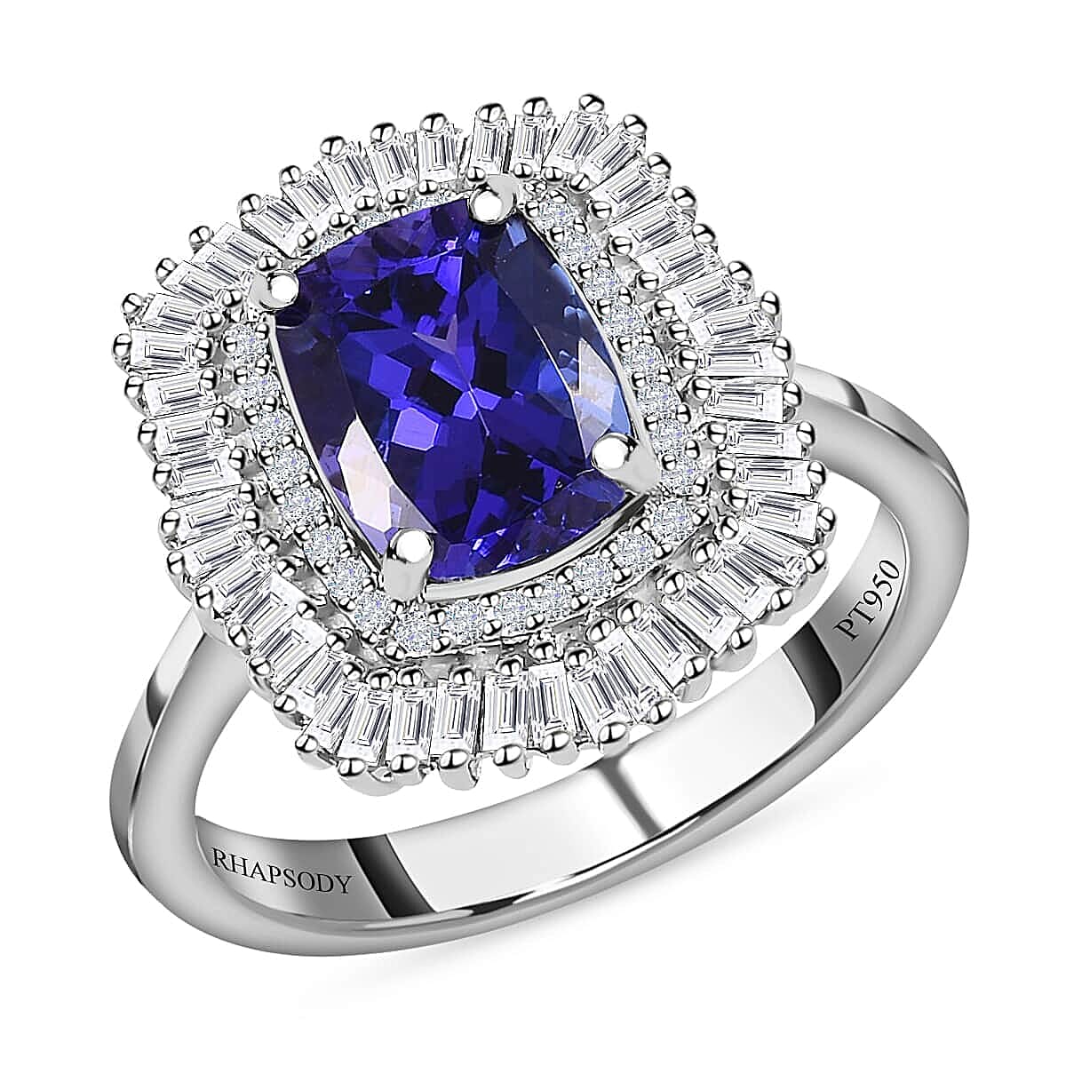 Rhapsody 950 Platinum AAAA Tanzanite and E-F VS2 Diamond Cocktail Ring (Size 6.0) 5.85 Grams 3.00 ctw image number 0