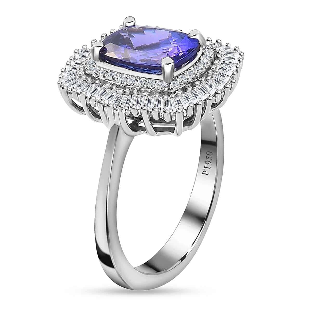 Rhapsody 950 Platinum AAAA Tanzanite and E-F VS2 Diamond Cocktail Ring (Size 6.0) 5.85 Grams 3.00 ctw image number 3