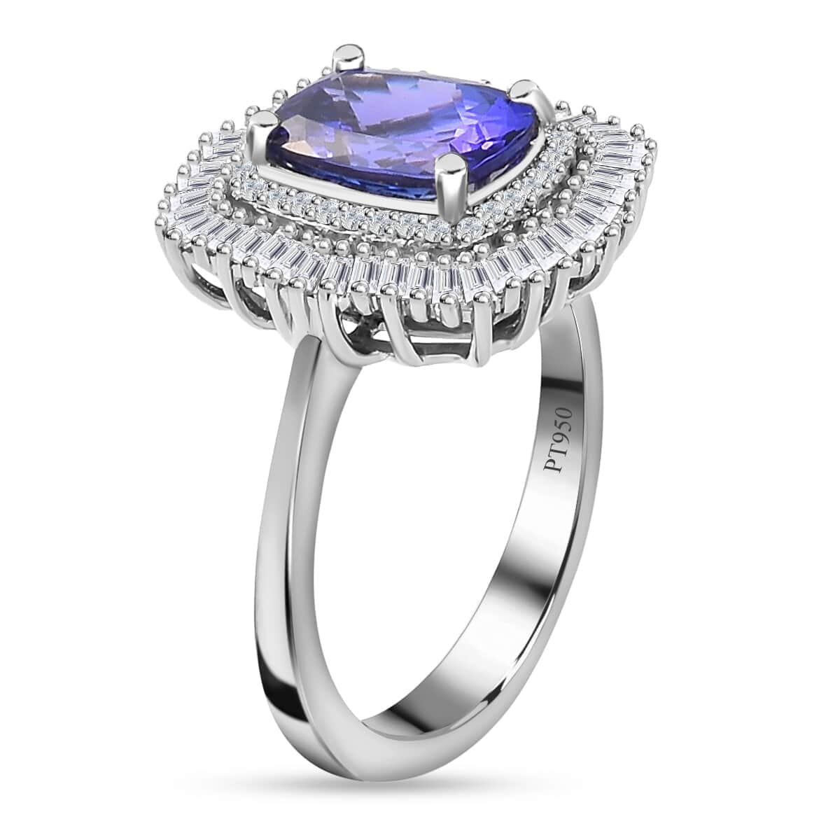 Rhapsody AAAA Tanzanite and Diamond Cocktail 3.35 ctw Ring in 950 Platinum, Halo Ring, Cocktail Ring, Tanzanite Ring 5.85 Grams (Size 6.5) image number 3