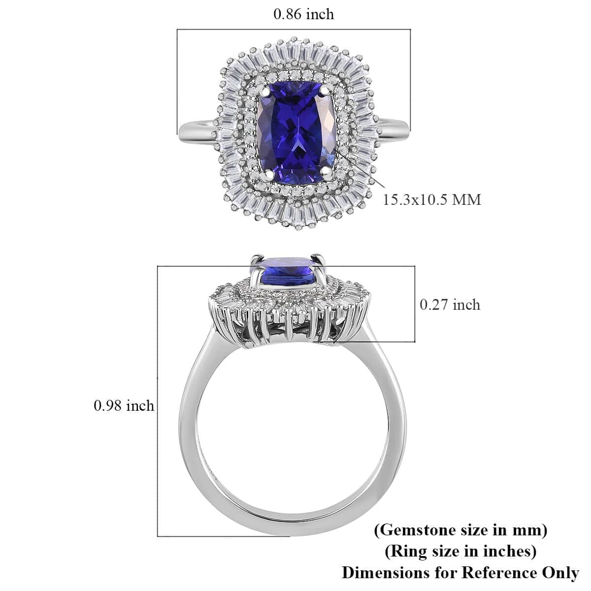 Rhapsody AAAA Tanzanite and Diamond Cocktail 3.35 ctw Ring in 950 Platinum, Halo Ring, Cocktail Ring, Tanzanite Ring 5.85 Grams (Size 6.5) image number 5