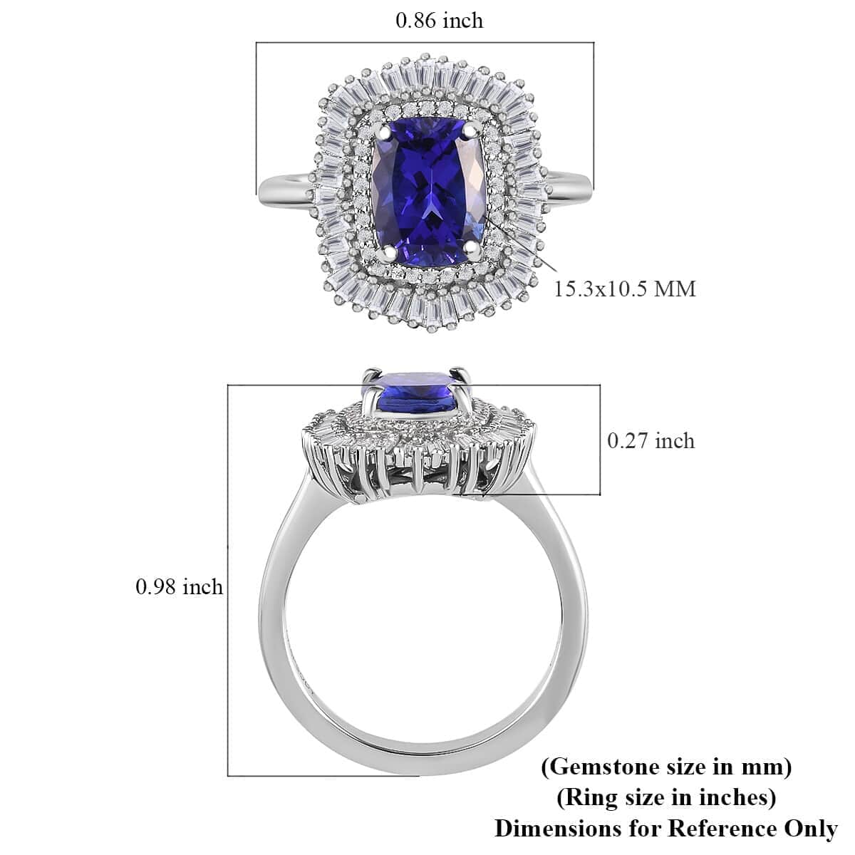 Rhapsody 950 Platinum AAAA Tanzanite and Diamond Cocktail Ring, Halo Ring, Cocktail Ring, Tanzanite Ring 5.85 Grams 3.35 ctw (Size 7.5) image number 5