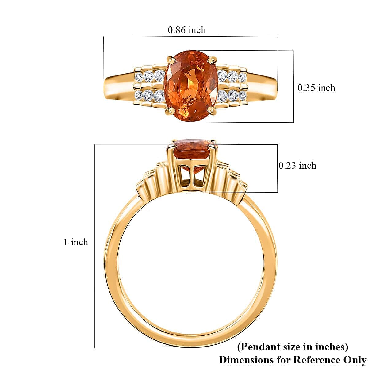 Iliana 18K Yellow Gold AAAA Nigerian Spessartite Garnet and G-H SI Diamond Ring (Size 7.5) 4.60 Grams 1.90 ctw image number 5