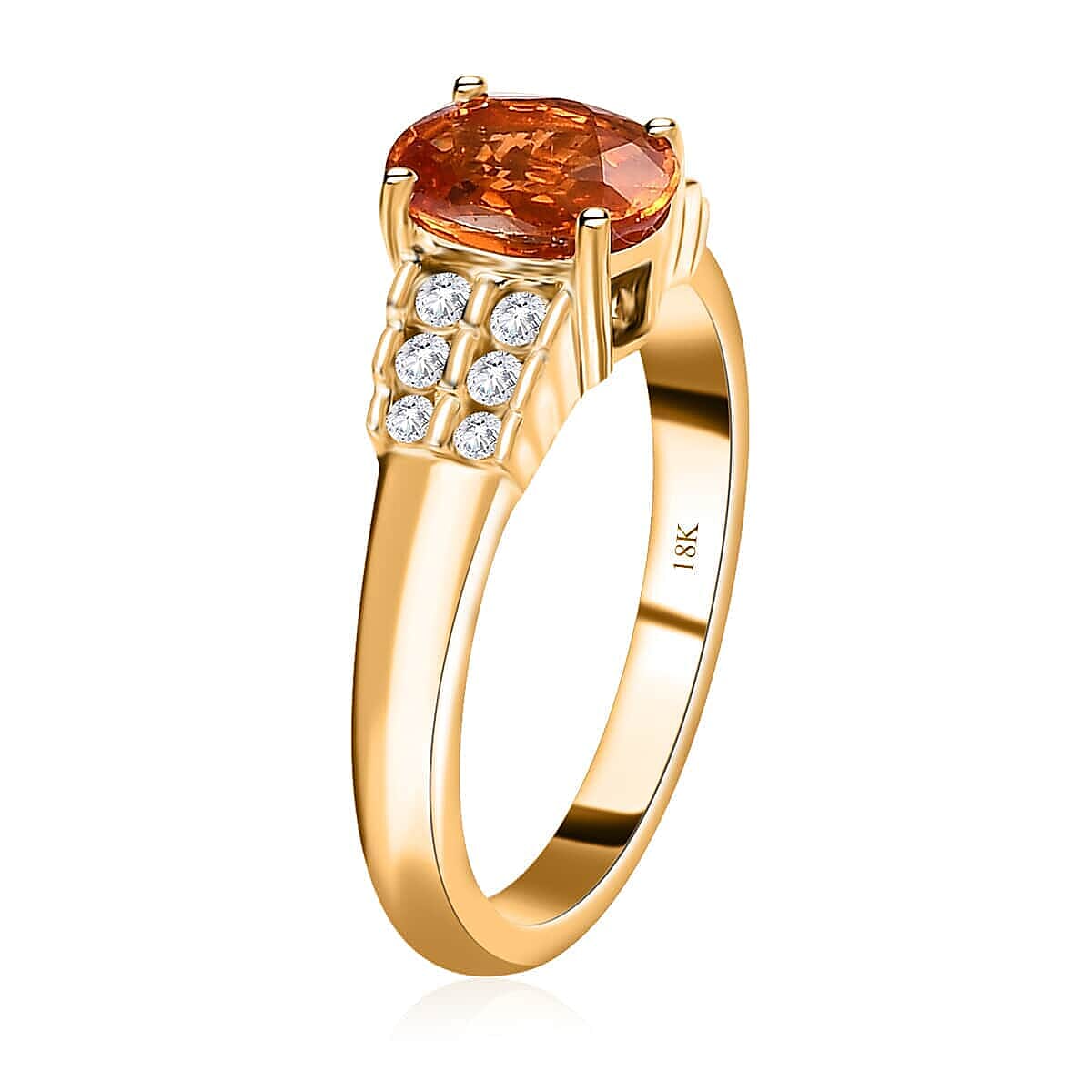 Iliana 18K Yellow Gold AAAA Nigerian Spessartite Garnet and G-H SI Diamond Ring (Size 8.5) 4.60 Grams 1.90 ctw image number 3