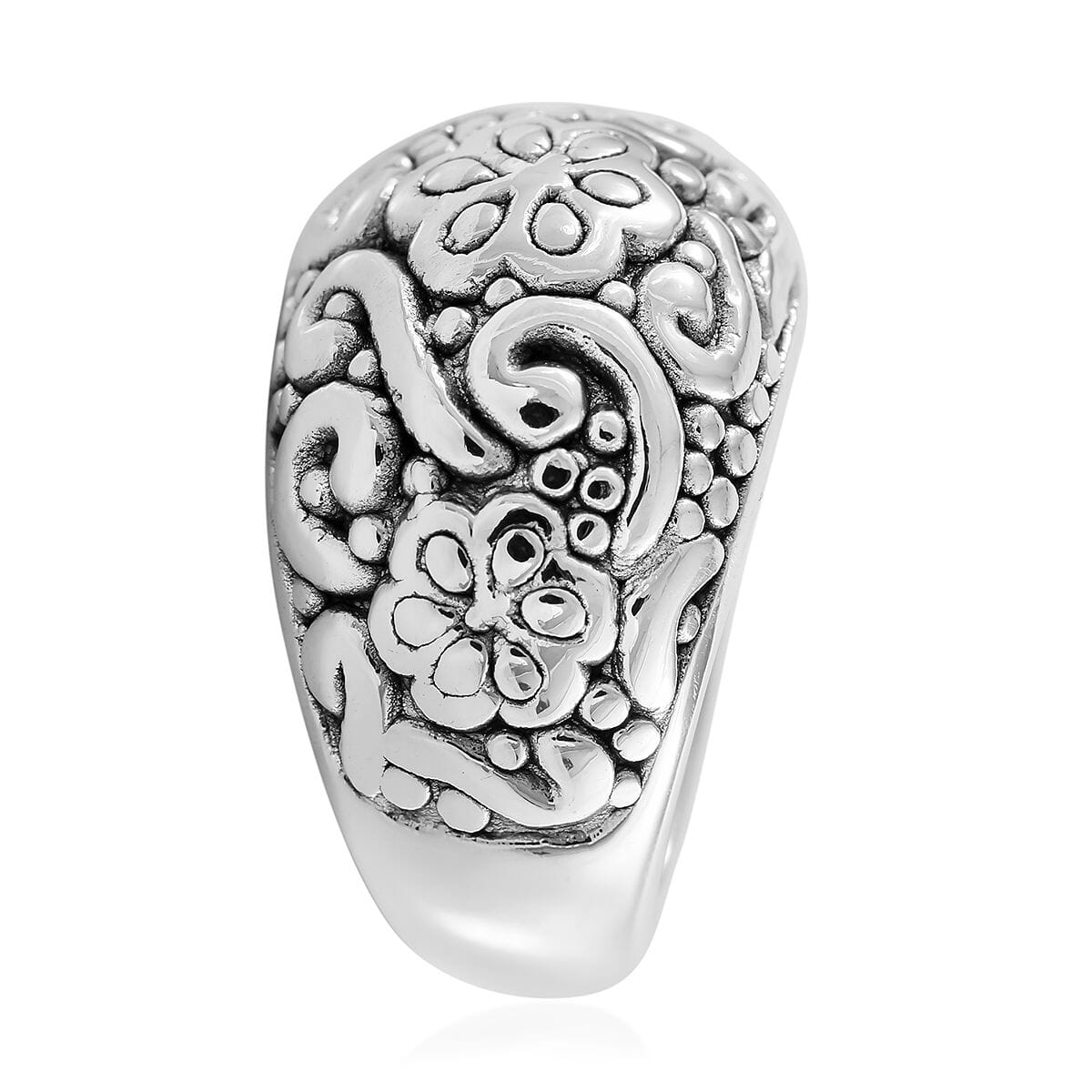 Sterling Silver Floral Dome Ring (Size 10.0) 6.30 Grams image number 2