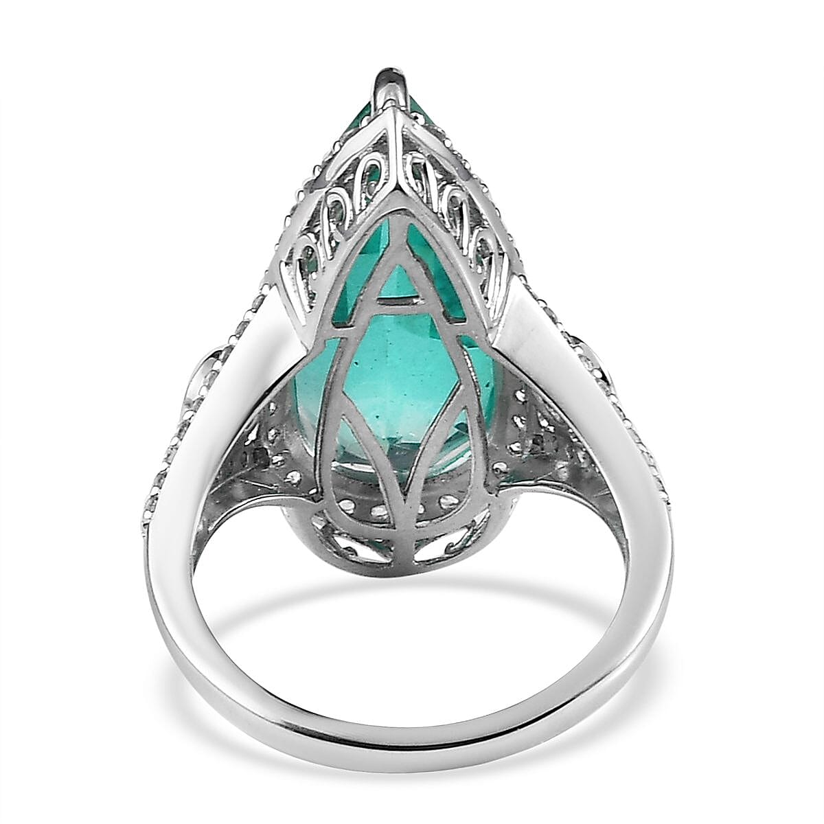 Peacock Quartz (Triplet) and Multi Gemstone Halo Ring in Platinum Over Sterling Silver (Size 9.0) 11.75 ctw image number 4