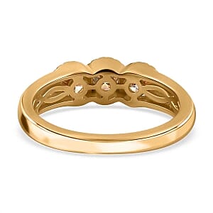 Moissanite 0.73 ctw 3 Stone Ring in Vermeil Yellow Gold Over Sterling Silver (Size 11.5)
