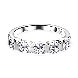 Moissanite 0.75 ctw Ring in Platinum Over Sterling Silver (Size 6.5)
