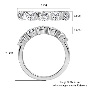 Moissanite 0.75 ctw Ring in Platinum Over Sterling Silver (Size 6.5)