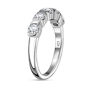 Moissanite 0.75 ctw Ring in Platinum Over Sterling Silver (Size 6.5)