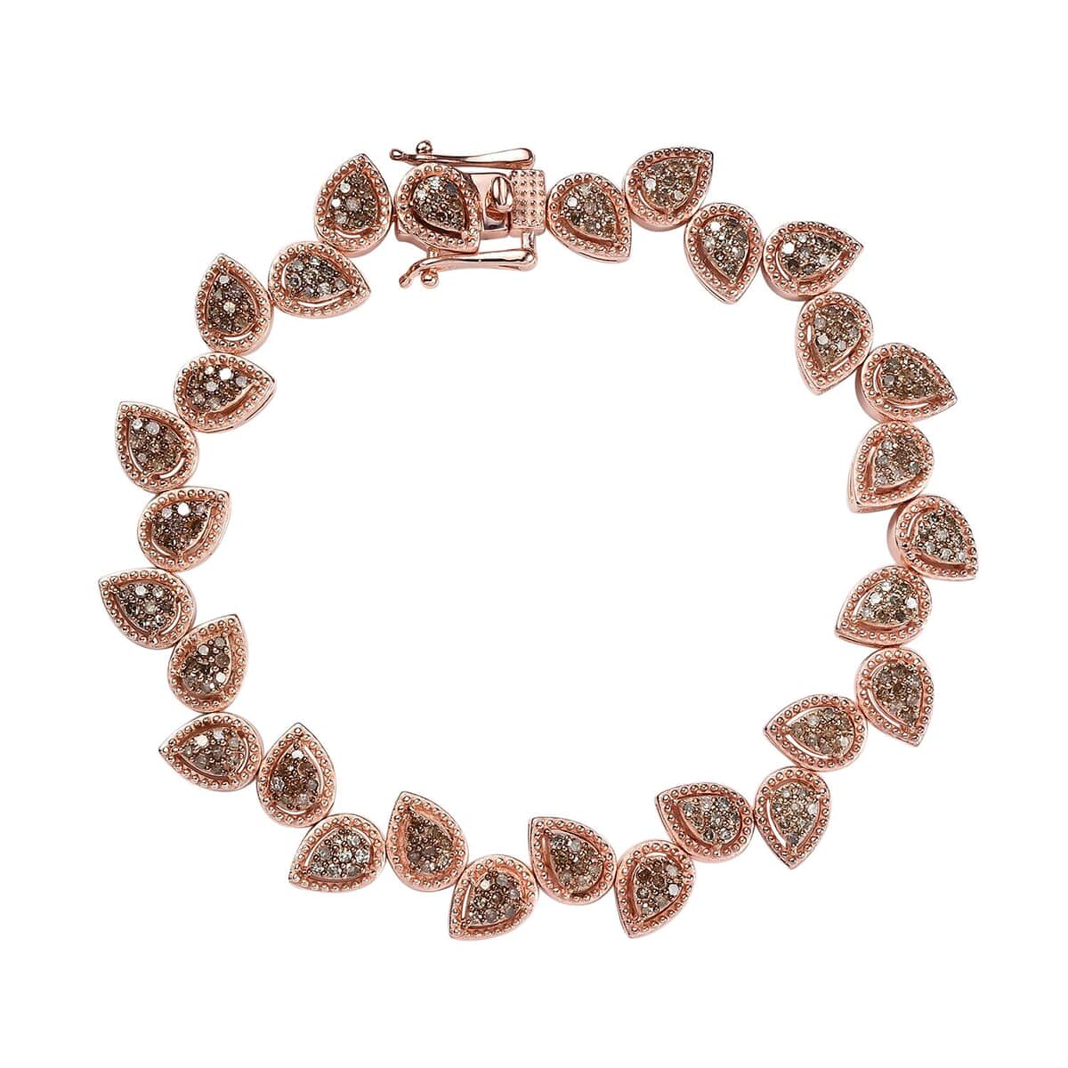 Natural Champagne Diamond Bracelet in Vermeil Rose Gold Over Sterling Silver (7.25 In) 2.00 ctw image number 0